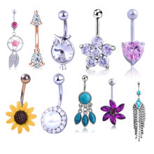 2021 Hot Selling Stainless Steel Multi Color More Than 30 Style Belly Navel Ring Body Piercing Jewelry